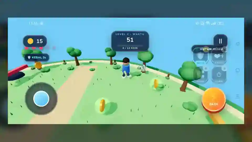 Gameplay Coin Rush 3D dengan karakter berlari mengumpulkan koin